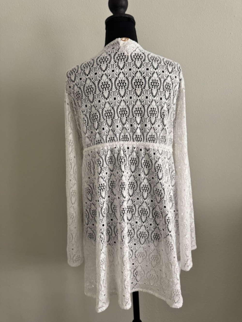 Jantzen White Lace Open Front Swimsuit Cover-Up Sz Large - Picture 3 of 6